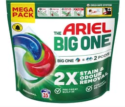 Ariel The Big One Wasmiddel Pods Original – 2 x 35 Wasbeurten – 70 Pods – Mega Pack – Wasmiddelcapsules — thumbnail 2