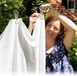 10 m intrekbare waslijn, duurzame draagbare waslijn voor kamperen reizen waslijn verstelbaar droogtouw met 20 clips en 10 haken voor binnen/buiten gebruik in de tuin of badkamer — thumbnail 5