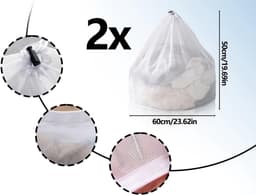 2-delige wasnetten 50 x 60 cm voor de wasmachine, herbruikbaar, dichtmazig en met koordstopper voor veilig wassen van delicate kleding — thumbnail 5