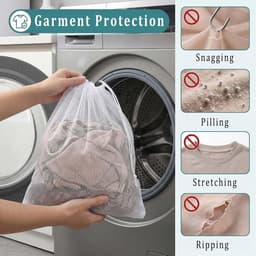 5-delige wasnet set voor de wasmachine, fijne gaas waszakken met trekkoord, ideaal voor delicate kleding en sweaters — thumbnail 5