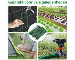 Tuin beveiligen haringen, 6 inch tuin palen gegalvaniseerd landschap nietjes, groene tuin U-vormige netpennen metalen gras pinnen beveiligen pinnen Spikes voor onkruid barrière stof (20 stuks)