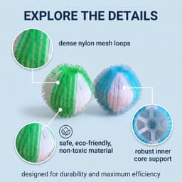 Wasballen 3,5 cm - nylon - opvangen van haren - voor wasmachine en droger - ServiceTopper — thumbnail 3