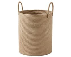 60L Katoen‑jute wasmand - opvouwbare opbergmand voor wasgoed en dekens