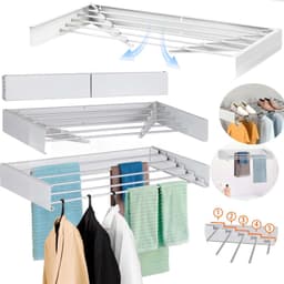 Wall Mounted Clothes Airer, Retractable Foldaway Laundry Clothes Drying Rack, 20kg Capacity. — thumbnail 2