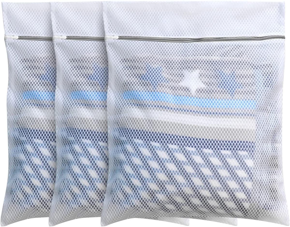OKWISH Set Van 3 Waszakken Beschermend - Wasnetten - Bescherm je Wasgoed en Wasmachine - Voor Fijne Was en Reizen - 30x40 40x50 50x60 cm - Dacron Mesh - Wit — afbeelding 1