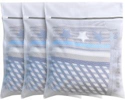 OKWISH Set Van 3 Waszakken Beschermend - Wasnetten - Bescherm je Wasgoed en Wasmachine - Voor Fijne Was en Reizen - 30x40 40x50 50x60 cm - Dacron Mesh - Wit