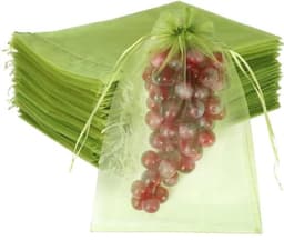 Zakjes voor fruit - Hoezen ter bescherming - Fruit tegen invloeden beschermen - Opnieuw te gebruiken netmateriaal - 100 stuks - Groene fruitkleur — thumbnail 1