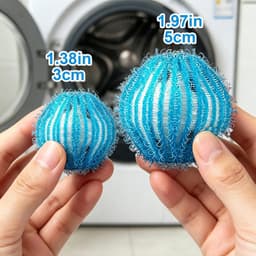 Set van 12 wasballen voor het verwijderen van dierenharen - Wasballen voor de was - Herbruikbare wasballen voor huisdiervriendelijke gezinnen - 32 mm reinigingsballen van puur nylon — thumbnail 5