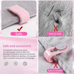 SnelShoppen - 12 Stuks Dekbed Clips Fluffy Dekbedhouders met Installatiekaarten Antislip Veerklemmen om Dekbed op zijn Plaats te Houden (Grijs) — thumbnail 3
