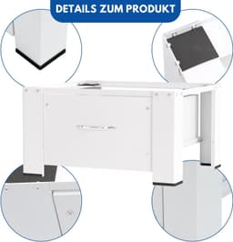 Wasmachine-onderstel met lade tot 150 kg, wasmachineverhoging met lade, wasmachineonderkast sokkel max. stalen voetstuk 62,5 x 54,5 x 32,5 cm, wit — thumbnail 5