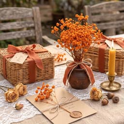 Gedroogde oranje gypsophila, voor woon- en trouwdecoratie — thumbnail 5