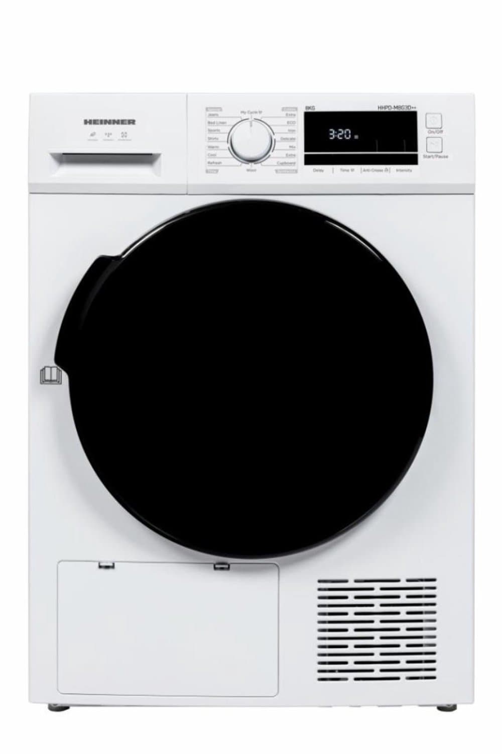 Heinner HHPD-M8G3D++ Warmtepompdroger – 8 kg – Energieklasse D – 16 Programma’s – Digitaal Display – Snelprogramma – Startuitstel – Anti-kreukfunctie – Trommelverlichting – Kinderslot – Wit – 5 Jaar Garantie — afbeelding 1