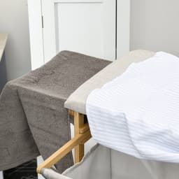 REDOM - Wasmand met strijkplank en 3-laags rek - Uitschuifbare waszak en uitneembare voering - Bamboe - Naturel - 113 x 34 x 82 cm — thumbnail 2