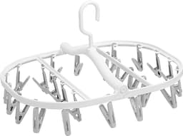 Bobypet - Droogrek - Droogrek inklapbaar met 24 Knijpers - 360° Draaibaar Kunststof Rekje -Compacte Sokkenhanger en Ondergoed Droogrek - Voor Babykleding, Wasruimte en Camping - Grijs — thumbnail 1
