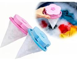 Huisdierhaarverwijderaar voor de wasmachine, drijvende pluizenfilter, verwijderaar van honden- en kattenhaar voor de was, kegelvormige pluizenfilterzakjes voor de wasmachine, haarvanger, blauw/roze, 6 stuks