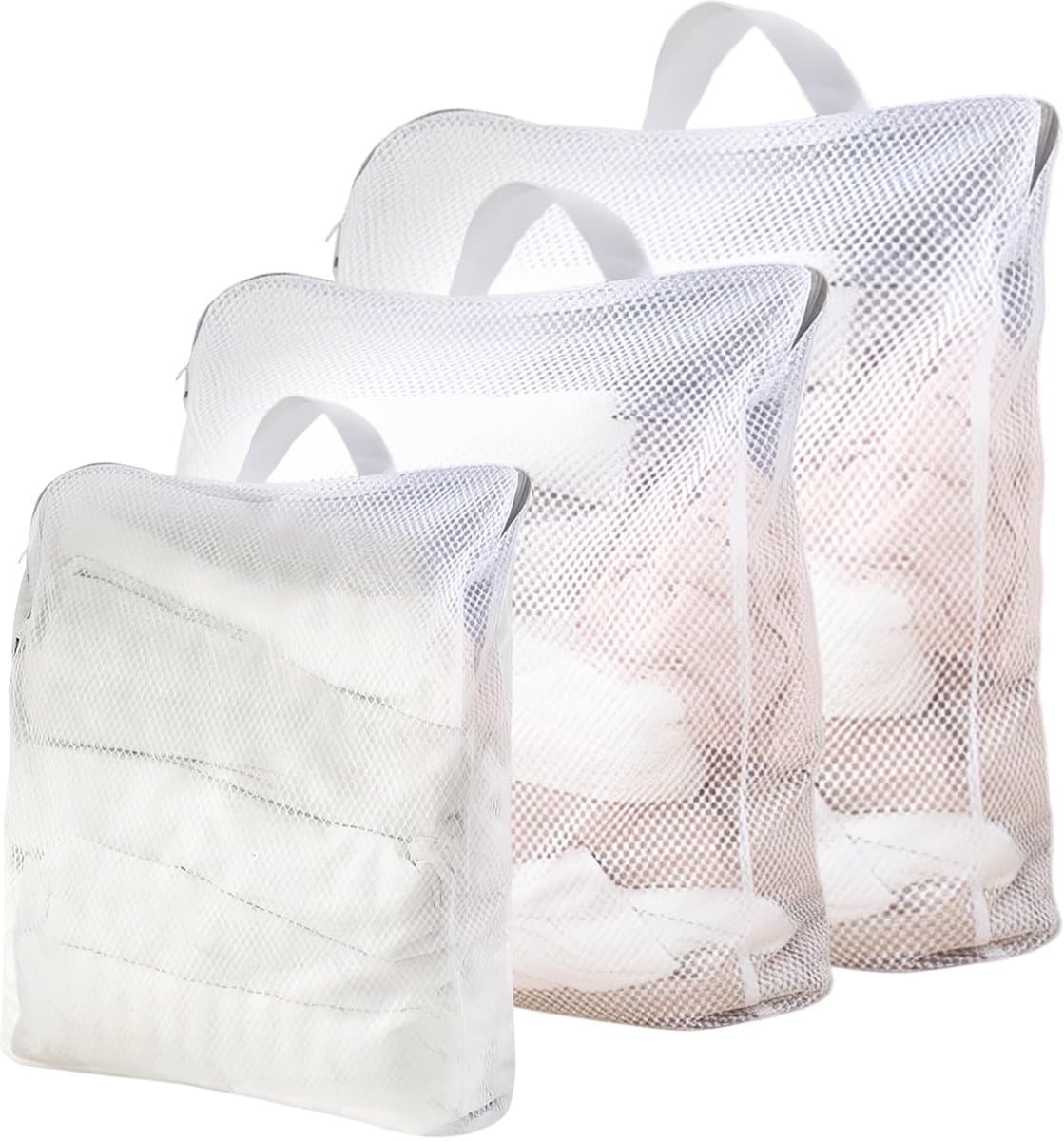 IMPERATORIS® Waszakjes voor Wasmachine - Bescherming voor Fijne Was en Schoenen - Mesh Wasnet met Rits - Voorkomt Slijtage - Set van 3 - transparente - 50 x 60 cm — afbeelding 1