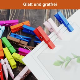100 Stuks Kleine Houten Knijpers Multicolor voor Foto's, Kaarten en Decoratie — thumbnail 4