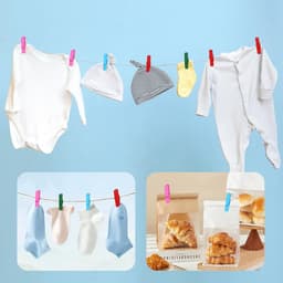 Houten Klemmetjes - Mini Knijpers - Decoratieve Projecten - Inclusief Jute Touw - 150 Stuks - Gekleurd — thumbnail 3