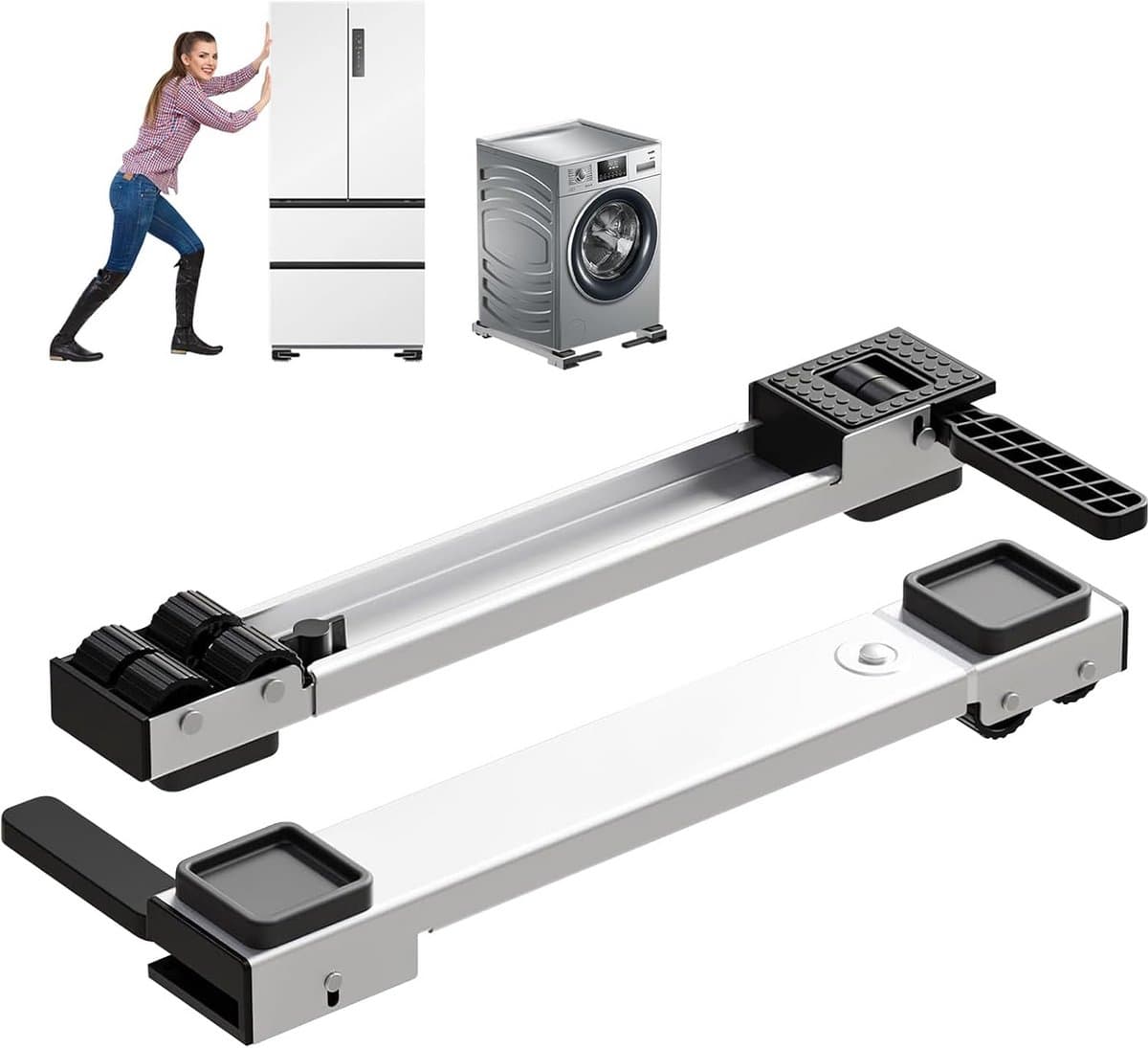 Verstelbaar Onderstel met Wielen voor Wasmachine, Droger of Koelkast (50-80 cm) — afbeelding 1