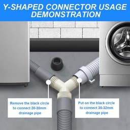 Dubbele Afvoer voor Wasmachine - Afvoeradapter voor 20-31mm Slangen, Uitgang 36mm, Inclusief 3 Klemmen — thumbnail 2