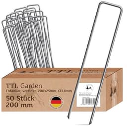 50 Grondankers 200 x 25 x Ø 3,8 mm - Verzinkt en Gehard Koolstofstaal voor Tuin en Camping — thumbnail 1