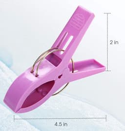 12 stuks Multifunctionele, sterke wasknijpers - valt niet gemakkelijk af - Bevestigingsclips voor zwembadafdekkingen - Droogclips voor dekbedden en lakens - 4,5*2 inch - Geschikt voor thuis, op reis en buiten drogen - Roze, blauw, paars en wit. — thumbnail 4