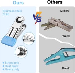 20 Stuks Roestvrijstalen Wasknijpers - Multifunctionele Antislip Wasknijpers voor Kousen, Foto's en Voedselopslag — thumbnail 5