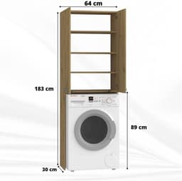 Wasmachine Kast met Plank voor Badkamer - Ruimtebesparende Oplossing voor Wasruimte — thumbnail 5
