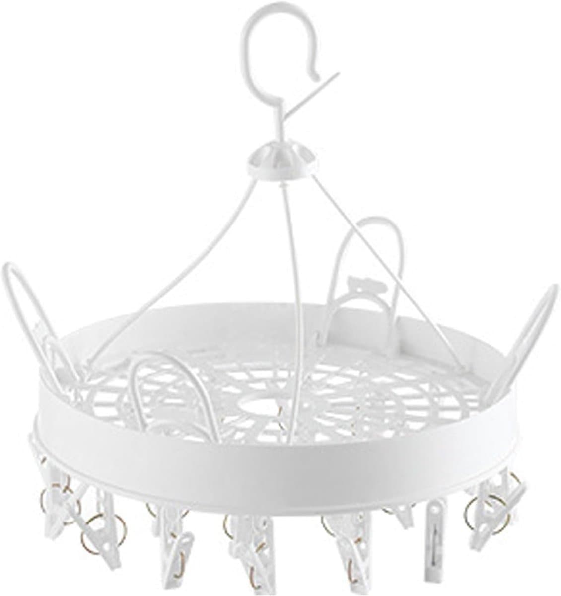 Ronde Drooghanger - Kleine Wasrek - Kleding Drogen - Verstelbare Clips - 34 cm Breed - Wit — afbeelding 1