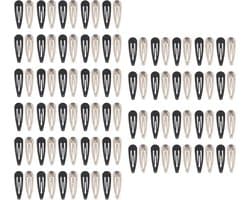 100x Metal Snap Haarspeldjes Zwart Wit - Sterke Klemmen voor Kinderen en Dames