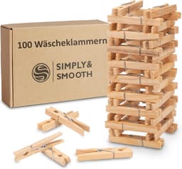 Bamboe Wasknijpers Set – 100 Duurzame Wasknijpers voor Droogrek – Inclusief Herbruikbare Paperzak — thumbnail 1