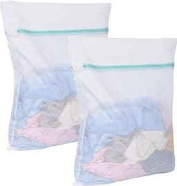 Wasnet - 2 stuks - Waszakken - Wasnetten - Waszak met rits - Voorkomt dat kleding vervormt en kreukt - Geschikt voor truien, overhemden, ondergoed, sokken, schoenen - 80*60cm - Wit — thumbnail 1