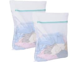 Wasnet - 2 stuks - Waszakken - Wasnetten - Waszak met rits - Voorkomt dat kleding vervormt en kreukt - Geschikt voor truien, overhemden, ondergoed, sokken, schoenen - 80*60cm - Wit