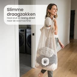 Wasmand 3 Vakken - Wassorteerder met Deksel - Wasbox op Wielen - 160L — thumbnail 4