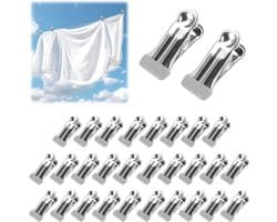 Dailygoods - 30 Stuks Roestvrij Stalen Wasknijpers - Multifunctioneel en Antislip