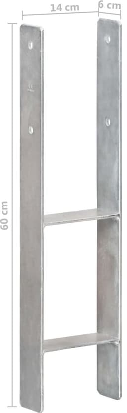 vidaXL - Grondankers - 6 - st - 14x6x60 - cm - gegalvaniseerd - staal - zilverkleurig — thumbnail 3