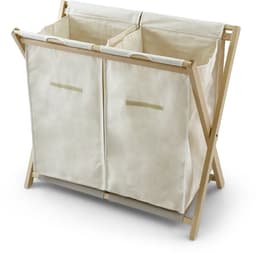 ARIT - Wasmand DAFFY NATURAL – Dubbele wasmand met uitneembare zakken – Massief beuken - Opvouwbaar – kleur: natuur — thumbnail 3