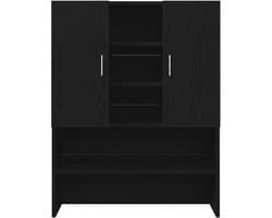 Wasmachinekast - Badkamerkast - Opbergruimte Creëren - Gesloten Planken Dubbele Deur - 70x25x90 cm - Zwart eiken
