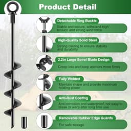 Grondankerset 45 cm - 4 stuks met T-sleutel en booraccessoire voor stevige bevestiging buiten — thumbnail 3