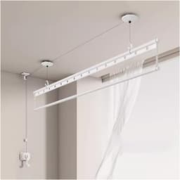 Hangend droogrek - Kledinghanger lift - Balkon drogen - Automatische bediening - 2.4 meter uitschuifbaar - Zilverkleurig — thumbnail 1