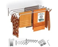 SCH® Wanddroogrek Inklapbaar - Wanddroogrek - Zilver - ‎80cm x 100cm x 14cm