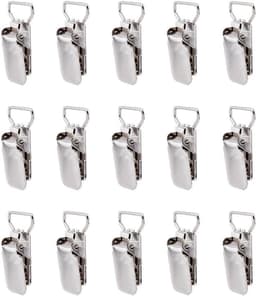 Allecto- tapijtclips - 15 stuks - ijzeren - hangende - platina - wandclips - tapijtgrijpers - zware clips - tapijt - handdoek - sjaal - geschikt voor - 42 x 23 mm - metaal — thumbnail 1