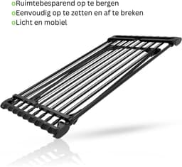 NBAP® Droogmolen met Voet voor Camping & Thuis - Wasrek Staand - Droogrek Inklapbaar - Zwart — thumbnail 4