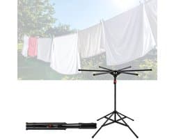 NBAP® Droogmolen met Voet voor Camping & Thuis - Wasrek Staand - Droogrek Inklapbaar - Zwart