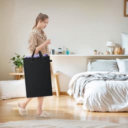 Wasmand van Oxford-stof - opvouwbaar - met handvat - geschikt voor slaapkamers, badkamers en studentenkamers - zwart — thumbnail 2