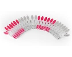 Set van 24 Stevige Wasknijpers met Extra Grip - Grijs en Roze