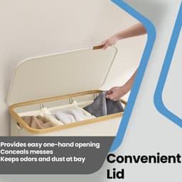 Grote wasmand – Oxford-stof – Inktzwart – 3 vakken met deksel en uitneembare mesh-voering — thumbnail 2