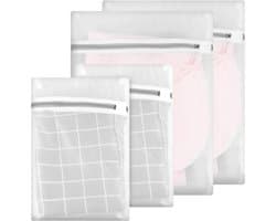 Waszakken voor fijne was - Set van 4 stuks met ritssluiting - Duurzaam en praktisch - Ideaal voor reizen, wasmachine en fijne kleding - 40 x 30 cm en 30 x 20 cm