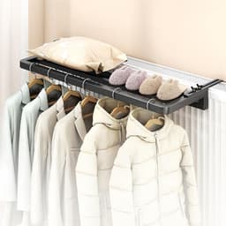 Wasrek radiator - Droogrek kleding - Snel drogen - Verstelbare hangers - 25 cm breed - Zwart — thumbnail 1