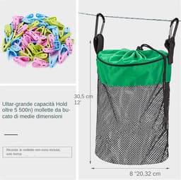 Wasknijperzak Net - Opbergtas Knijpers - Buiten Wassen - Ventilerend Nylon Materiaal - 30 x 20 cm - Groen — thumbnail 4
